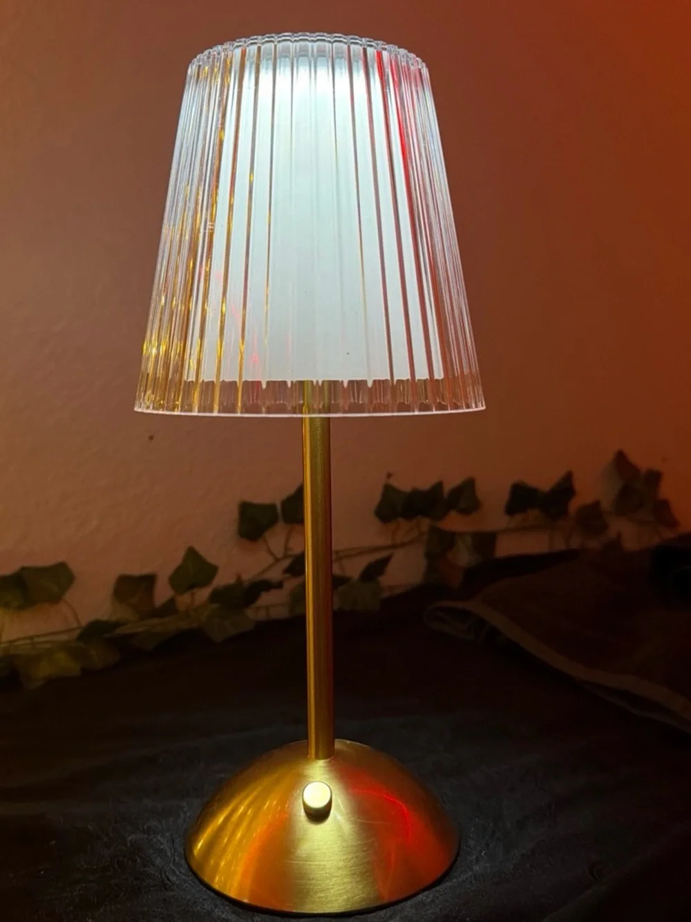 Gold Table Lamp with Clear Ribbed Shade - Home Party Supplies